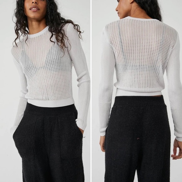 Free People Tops - NWT Free People H2O Crew Pullover in Light Grey Size X-Small